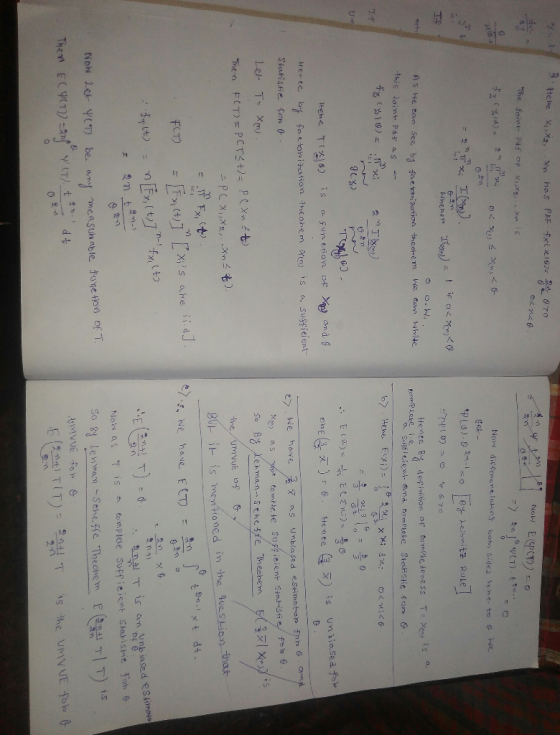 さん746- Now aicgerene.ioi otn Sides wh+.to Whenen 그 this joint Par aS e> . We have, a) as X 0.5 Unbiased estimator、 fhQ.om suf