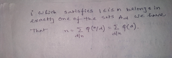 i which satisfies Isis n belongs in exactly one of the sets Ad we have that nae p (r/d) = {p(a). din an