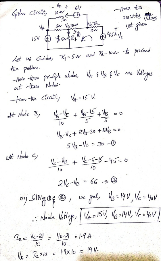E La - Vx+ 6Ve Given ciraut, or Al suo low to 150 g 50 R O high tele two resistors fitues not given 0 4.5A VS 10 to proceed a