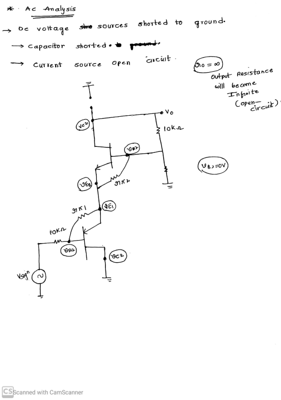 * Ac Analysis shorted to ground. slapen sources De voltage → Capacitor shortedo to go cucut Current Source open o=o0 Ť Output