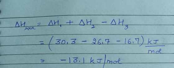 • Alton Art + AH - AH₂ - /30.3 - 26.7 - 16,7 kg = -13,1 kJ/mol mol