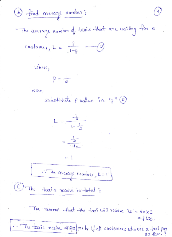 CY ® find average number * The average number oy tanís that are waiting for a customer, L ine- .. where, pat Now, substitute