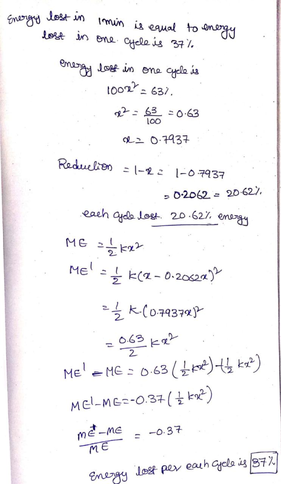 Energy lost in lost in Imin is equal to energy one cycle is 37% energy lost in one cycle is 1002>= 637. : 022 = 480 =0-63 ..
