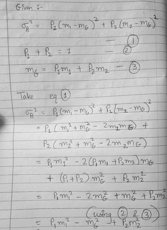 Given - J = P₂ (m, - MG + P₂ (m ₂ - MG) (2 P + P2 mg = P mat fy my T 13 eq ☺ 2 2 on B Take Pq cm, - m² + P2 [me-mo P ( m ² +