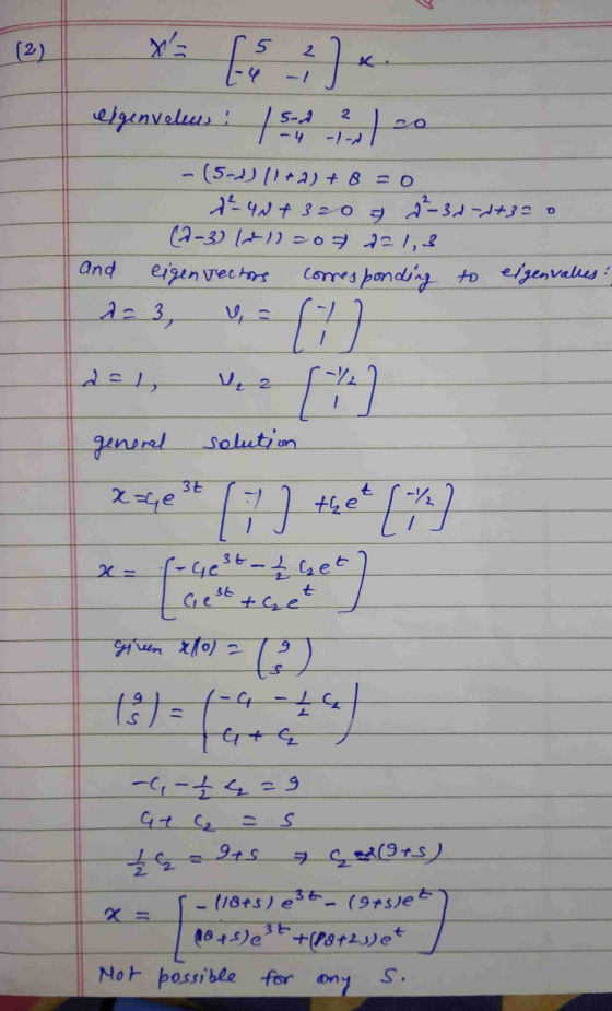 R X= 15 21 elgenveleus: 15-rd ? 1-4 -1-nl - - (5-2) (142) +B=0 de unt 320 a 2²-32-2+3=0 - (2-3) (Wil=07 221,3 and eigenvecto