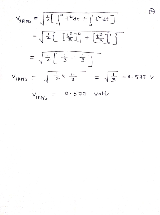 Yarns = [ 1° ++dt + [ ° tot + !tdt) {$IGIT - - [§ + Ś YIRMS = 2 3 -IM =0.577 V VIRNS 0.577 vott