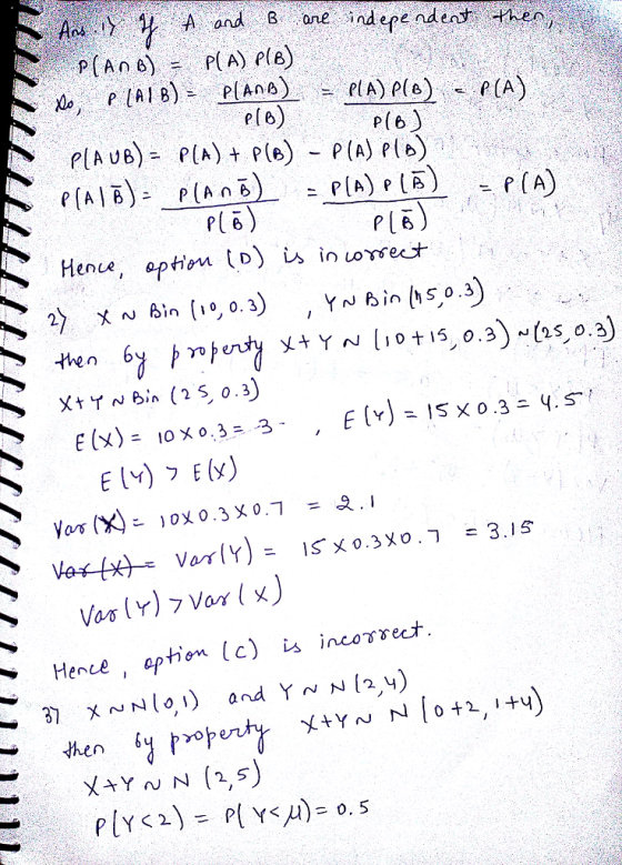 p(e) P (A) Ple then s incorrect Henue, ap then
