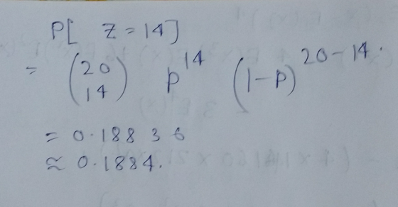 PL 7-14) 20 (1-p) 20-14 /4 0.128 3 6 O.1834.