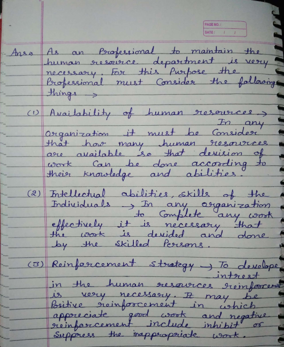PAGE NO.: DATE: 1 - Ansa As an Professional to maintain the human resource department is very necessary. For this purpose the
