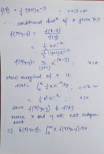 419) && (utlery osyco . conditional disth of a given ty f[xly=y) = f(x,y) tly) & £xe-x lythe-y g(8y=y)= x é (89); x>0 How mar
