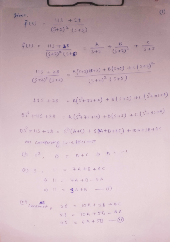 A (5775 +10) + B (5+5) + C (5²+ 45+4) (6 given, Í (S) IIS + 28 (5+2)2 (5+5) F (S) B IIS +39 (5+2)2 (5+6 A S+2 sts (5+2) IS +