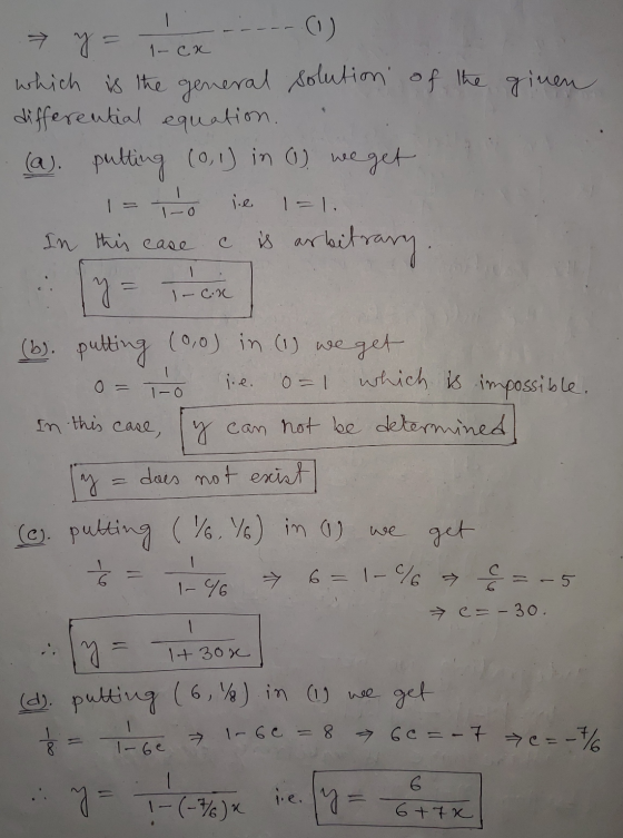 1 - 2 - сх. 1-cx 1 1=1, In this case ) which is the general solution of the ginen differential equation. (a). putting (0,1) i