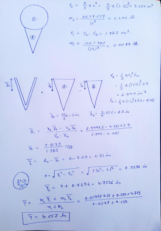 V z 279= (1:329= 9:634200 m₂ = 45 89.634 = 0.250 lb. V = Va-V6 = 1.983 in 3. m, - 10x /19830.011 47 lb. V. Va = 1/3 treho = {