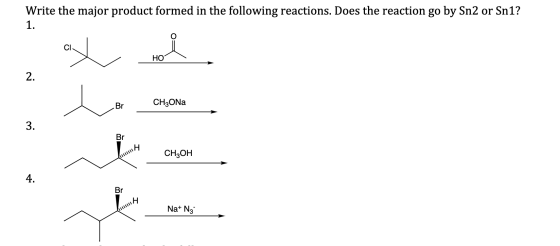 Write the major product formed in the following reactions. Does the reaction go by Sn2 or Sn1? HO CH3ONa CH2OH / Na+ Na