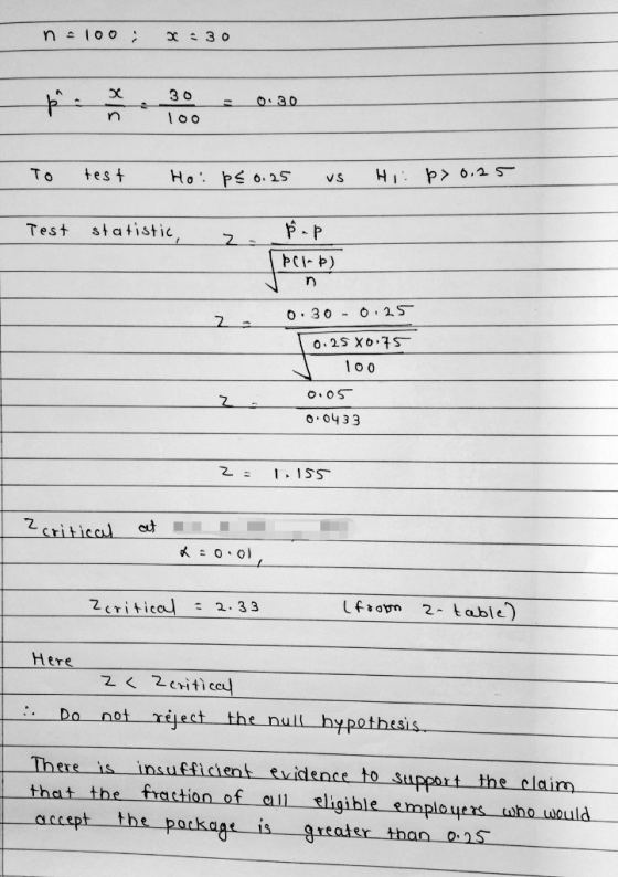 n. 100; x - 30 pich - 0.20 0.30 Too To test Hoi p<0.25 vs Hii p> 0.25 Test Test statistic, statistic, z pop pleb) pop 0.30 0.
