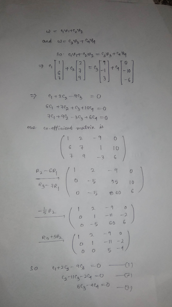 Greiter and w = 3 + 4 so Gut Gug = Go + Cava 2 0 Els + 4 7 १ 6 G+ 2 g -93 69 +7 g + C3 +104 79+92-30 +6l = 0 the co-efficient