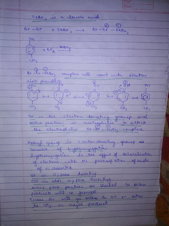 Date : Fehr, is a lewis acid - Bo-Br - fesa +Bra les ebry cenplen will react with electron con phenelas le 41 l 2013 C43 OH i