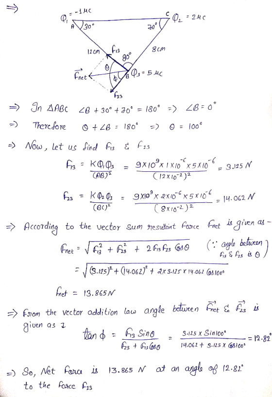 0 20 8cm 90 net fi3 > Now, let us Jinl Fs & fis CAB) 12 x1o2) (A )2 8x10-2 ) 2 According to the vector Sum esultant Aare (net