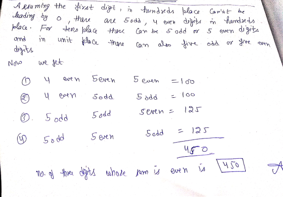 Carlnt be in hundreds 5 even digits odd or give even Assuming the first digit, in hundreds place leading by o there are sodd