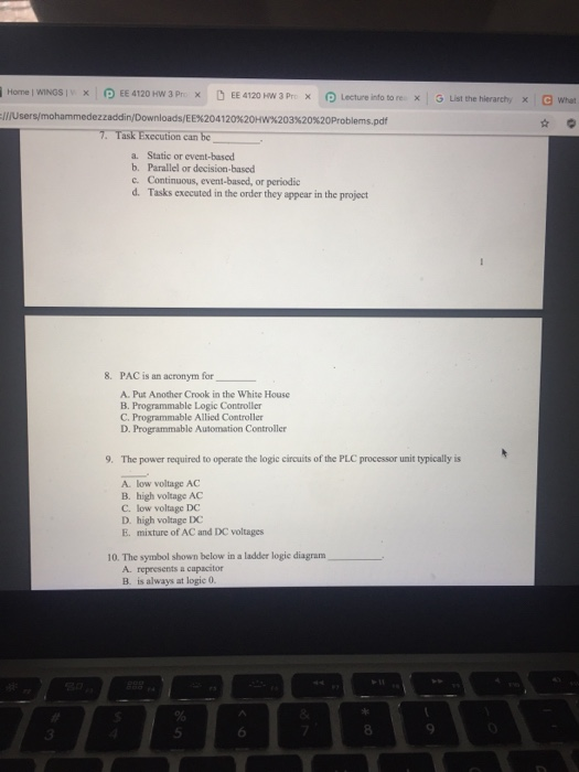 Lecture info to re: | 3 List the hierarchy x ezzaddin/Downloads/EE%204 120%20HW%203%20%20Problems. pdf TTaskExecution can be