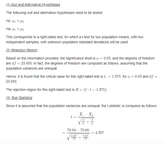(1) Null and Alternative Hypotheses The following null and alternative hypotheses need to be tested: Hopi = 12 Ha: 1 > 119 Th