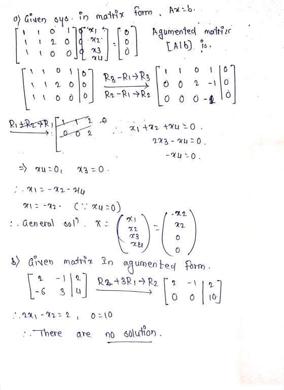 sys. in matrix form of Given Ax=b. rii 017095345 Pol Agumented matties 1 i 2 Oldu [Alb). is UJ. L rii O 1107 111 2010 soolo