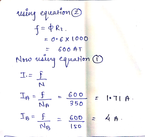wing equation f=ØR2. = 0 6 X 1000 = 600 AT Now using equation 11A ☺ I= I IA AD - SO - LIA les ha - 600HA