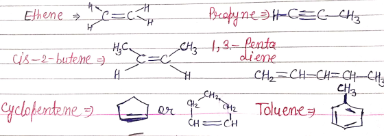 H. Ethene - Tera cis-2-butene H diene Preobyneshc=C-CH3 = t3 1,3. - Penta - CH=CH=CH=CH-CHE arlier Toluenes CH2 Cyclopentene