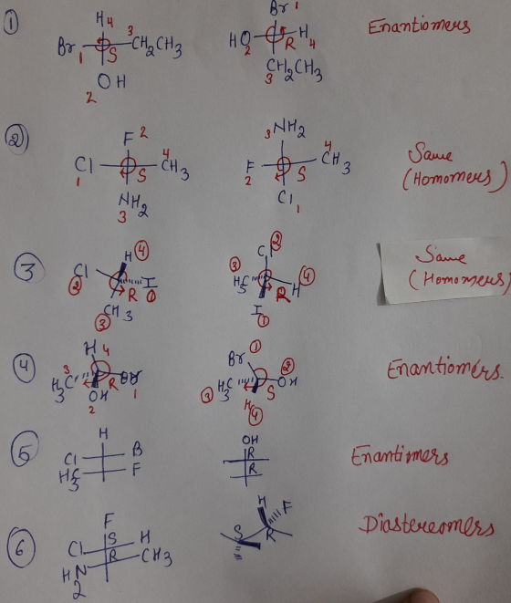 0 H니 3 Enantiomers Bri Ps CH₂CH3 OH HQ 4 H CH₂ CH₂ 2 3NH2 CIPs CH3 S Same (Homomers) NH 3 CI, 2 H BE Same (Homomeus ART HE CH