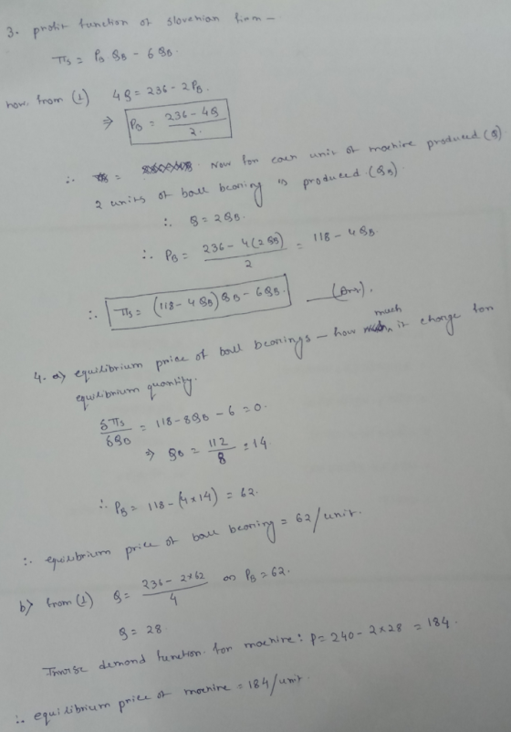 3. protit function of Slovenian firm. Ts = Po. BB - 6 BB. how from (2) 48= 236 - 2Pg. Po = 236-40 produced (a). X = Now for c