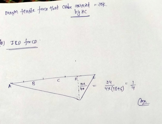 maxm tensile force that can be carried ook. by hc b) IED for CD B 24 IXL I A 9 4x(18+6) 4