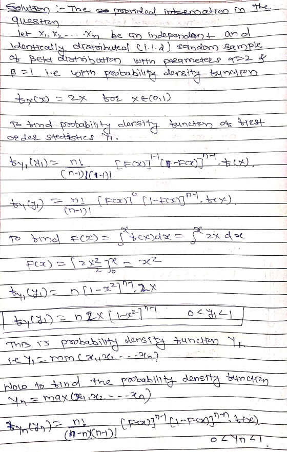 Solution - The so provided intormation in questions let X., X₂-...xn be an independant and identically distributed cloid) san
