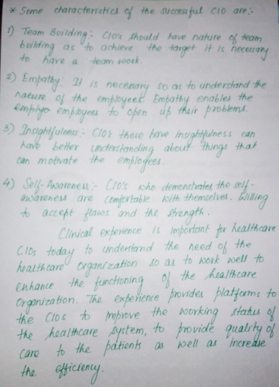 * Some characterstic1일 the successful cio are ) Team Building Chox Should have nature of team building as to achieve the tang