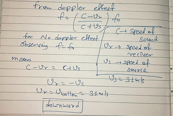 from doppler effect fafc-vs) to tetos a speed of for No deppler effect - sound Observing fofo Ur speed of reciver means Us +