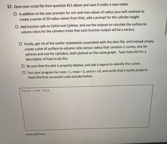 17. Open your script file from question #11 above and save it under a new name. In addition to the user prompts for min and m