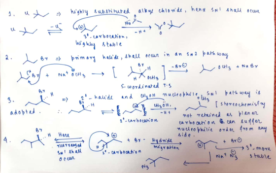 . 1. ut highly substituted alkyl chloride, hena sNI shall occur H+ ocation. 3-carbocation, hig huu it highly stable primary h
