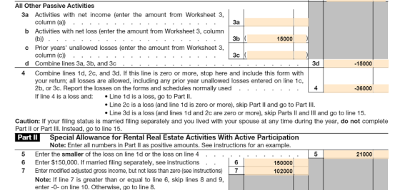 All Other Passive Activities 3a Activities with net income (enter the amount from Worksheet 3, За b Activities with net loss