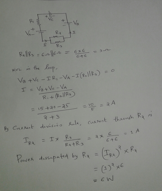 Ri mus VB ht Ra I my Me I R3 RallR3 = 6-2116 = 32 6x6 6+6 the loop, KVL is V8 +Vc - IR, -VA -I (R21R3) = 0 I = VB + Vc - VA R