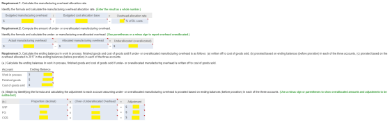 Requirement 1. Calculate the manufacturing overhead allocation rate. Identify the formula and calculate the manufacturing ove