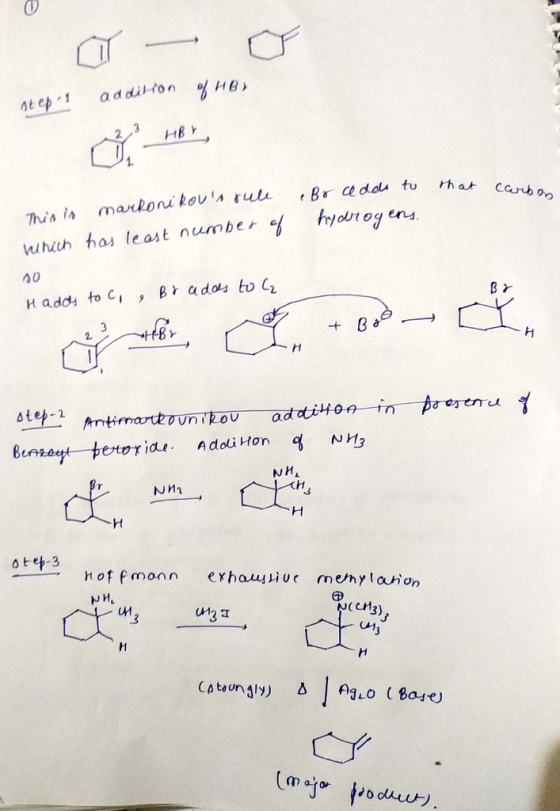 step 1 addition of HBS no that that ca carbon eBr Cedds to hydrogens. This is marroni Rovs rule ruhich has least number of 1
