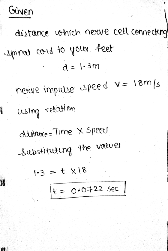 GiNen diutance which nwe cell cenneckm mna cod to yol« feet 1.3m neue impute Upee d V= 18m/s ubsttutun e vatwei