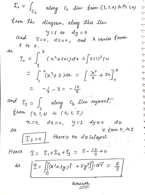 Iz = Sci along Ca line from (1,1,0) to (0, 1,07 from the diagram, along this line y=1 so a varies from SO dy and 2-0, dz20, a