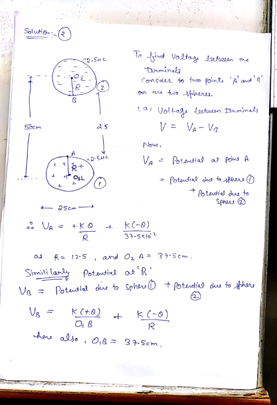 Consider to fuoo poimt Aa 3 a) Uo 50cm 2 5 Nouu, f- aJ R12-5 , and O2 A32.5cm Potential at ( β, Οι β IR