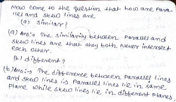a) AnTne simi laniy bstoee Parae and skeuo line are thar they both Neenteseet and skeo lines Paauei ines e in. same Plame ohi