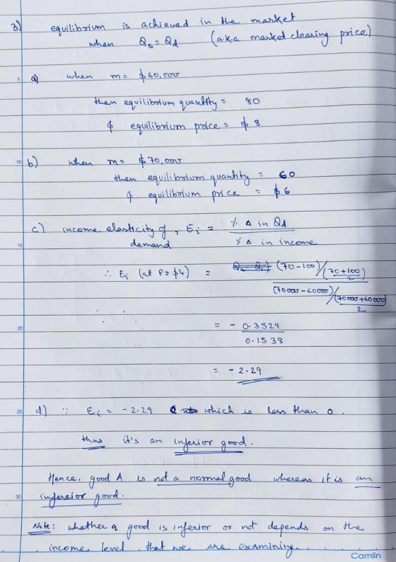 is achieved in the market equilibrium when (aka marked clearing price) when 5 $60, fou then equilibotum quantity equilibrium