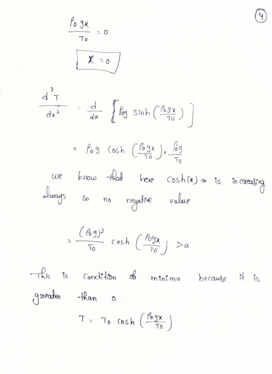 Po gx To X dT le Siah C dx2 TO Po3 Cosh TO To hee Cosha) ts we So ahevalue no Pogx C osh To >a TO because is Condition is min