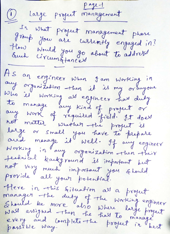 In an I am in Who is to Working as Page 1 0 Large project management What project management phase group you are currently en