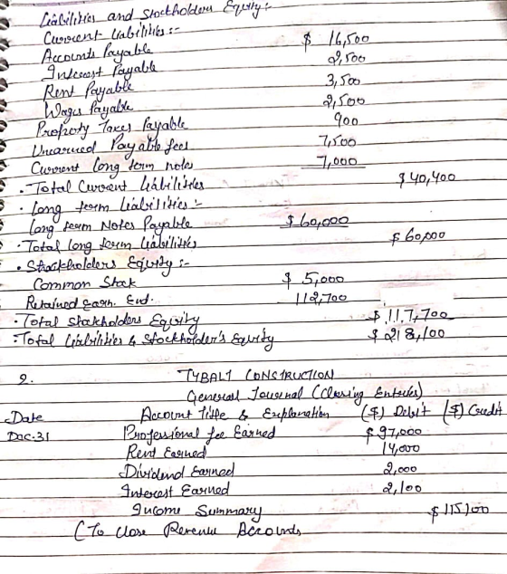 - Leabilities_and_Stockholderes Eletrys Cwouent liabilities: Acconta layable $ 16,500 Intescest Payable 2,500 Rent Payable 3,