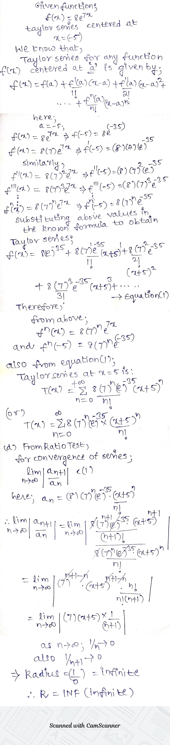 Given functions f()=8279 taylor llor series centered at 2=65) We know that, Taylor series for any function f(x) centered at a