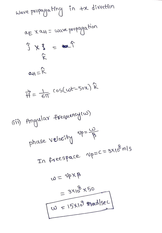 a Wave propagating in the direction DE Xah = wave propagation Î x 3 = а4 = K = cos(wt-50x) Â (ii) Angular frequencyco) phase